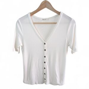 Maine Layer Lexi Ribbed Top White Small